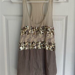 Express Beige Sequin Tank Top